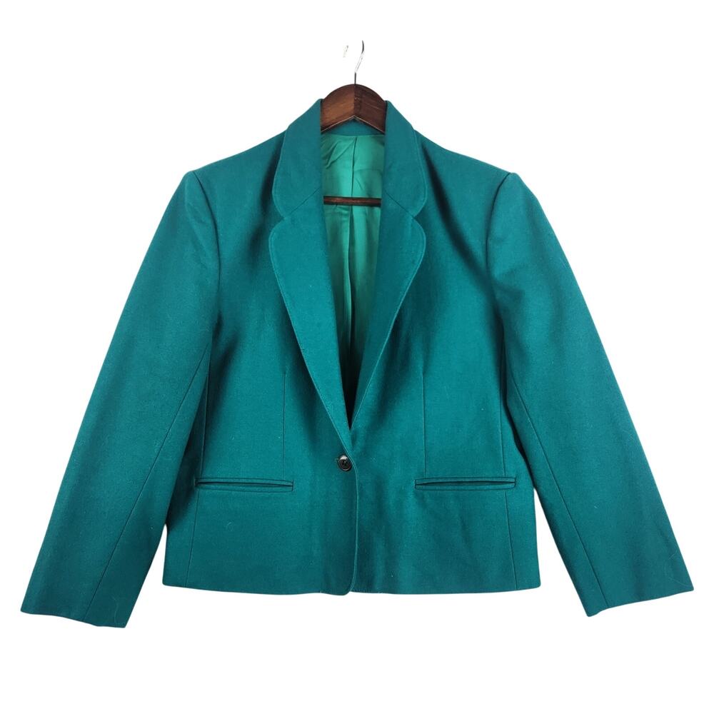 Cross Country Fashions Vintage Pure Wool Cropped Blazer Women’s SZ M(?) Green